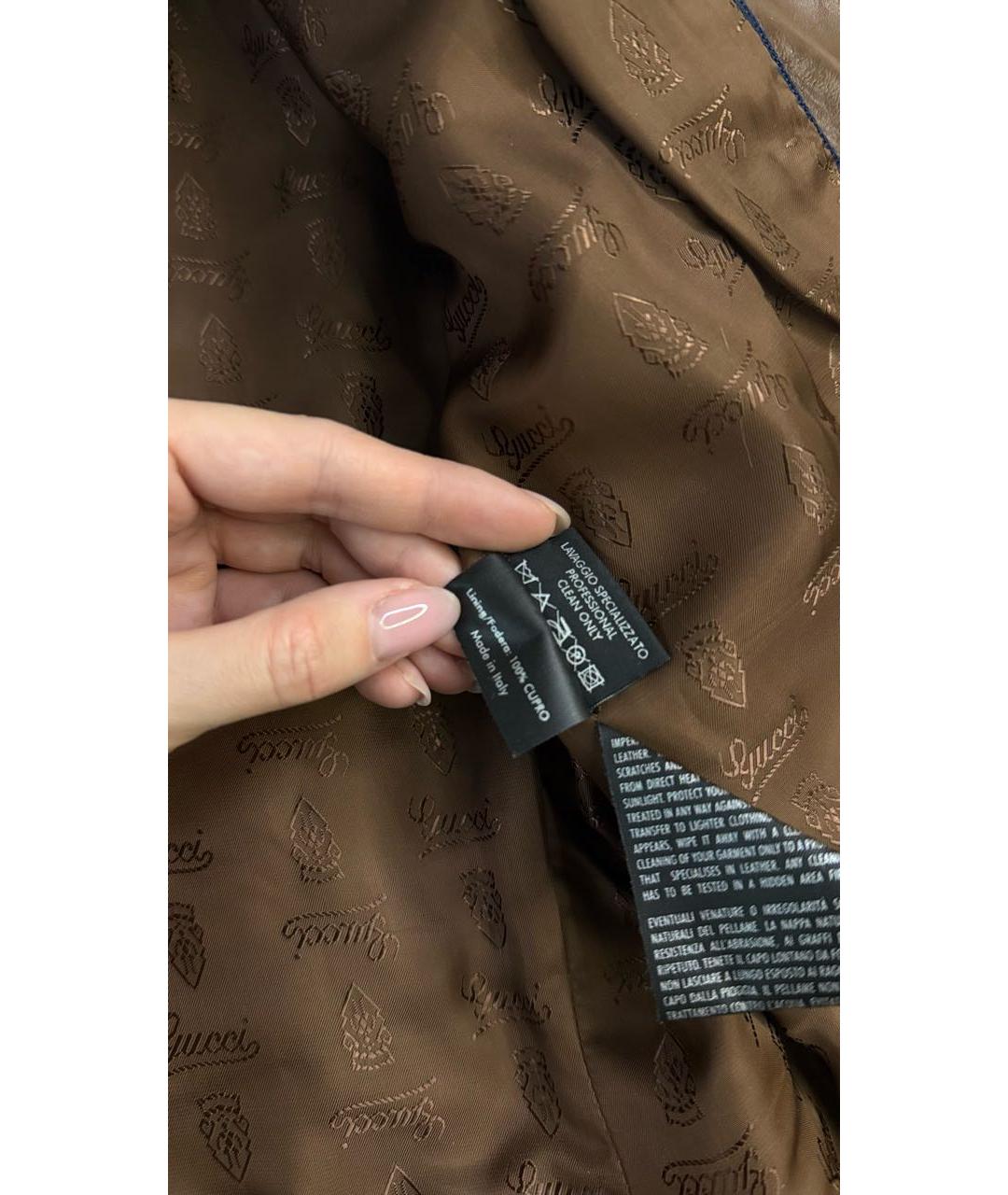 GUCCI Коричневая кожаная куртка, фото 3