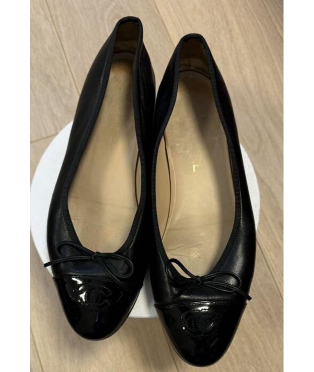 CHANEL Черные кожаные балетки, фото 4