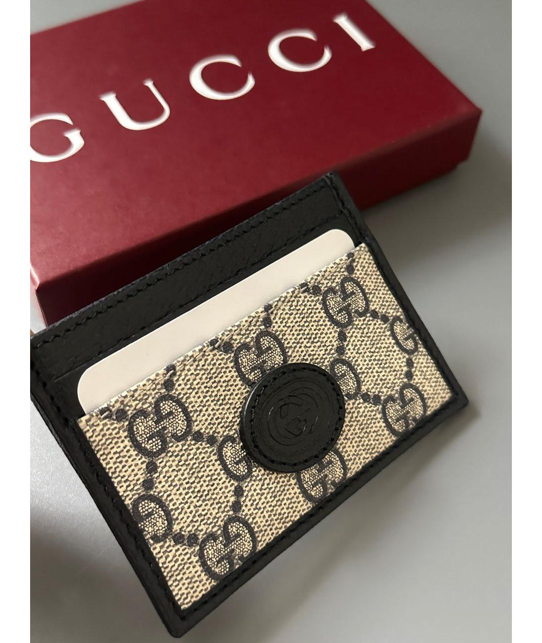 GUCCI Бежевый кожаный кардхолдер, фото 4