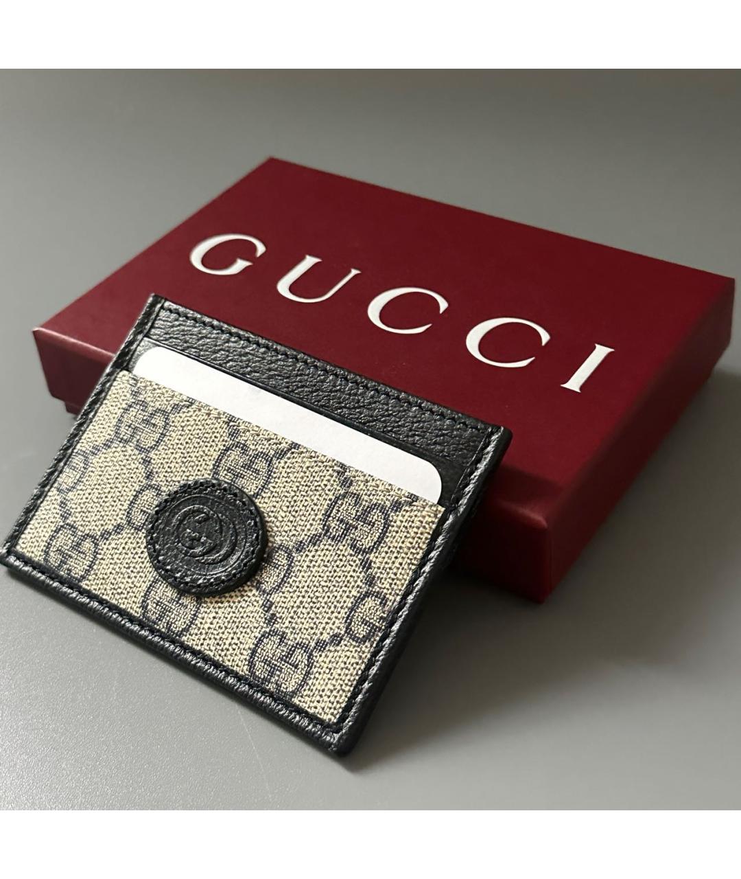 GUCCI Бежевый кожаный кардхолдер, фото 2