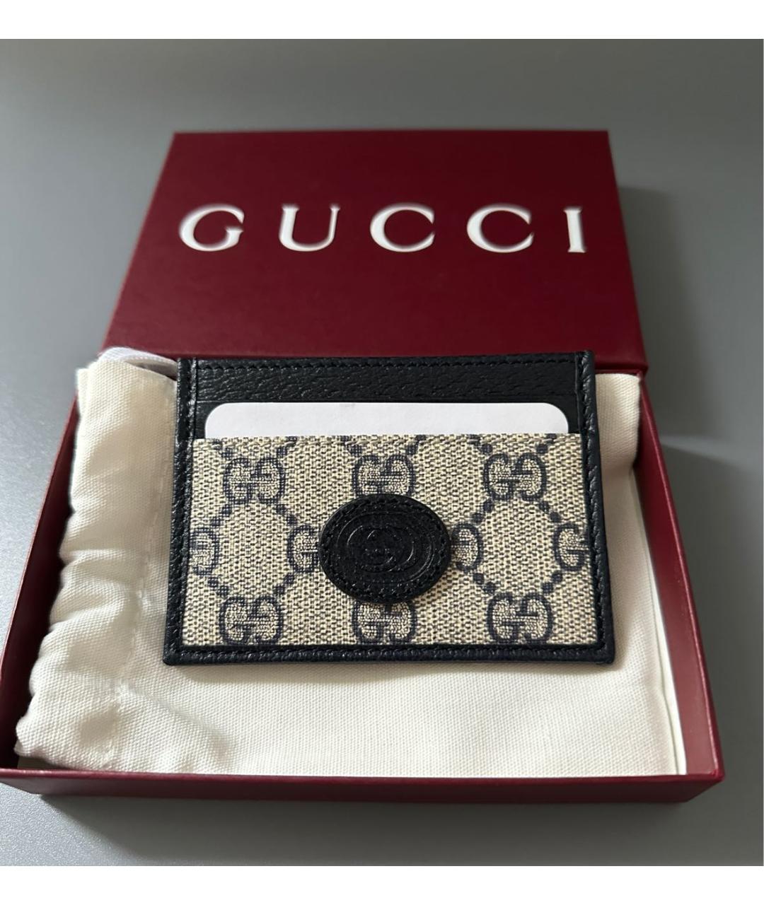 GUCCI Бежевый кожаный кардхолдер, фото 3