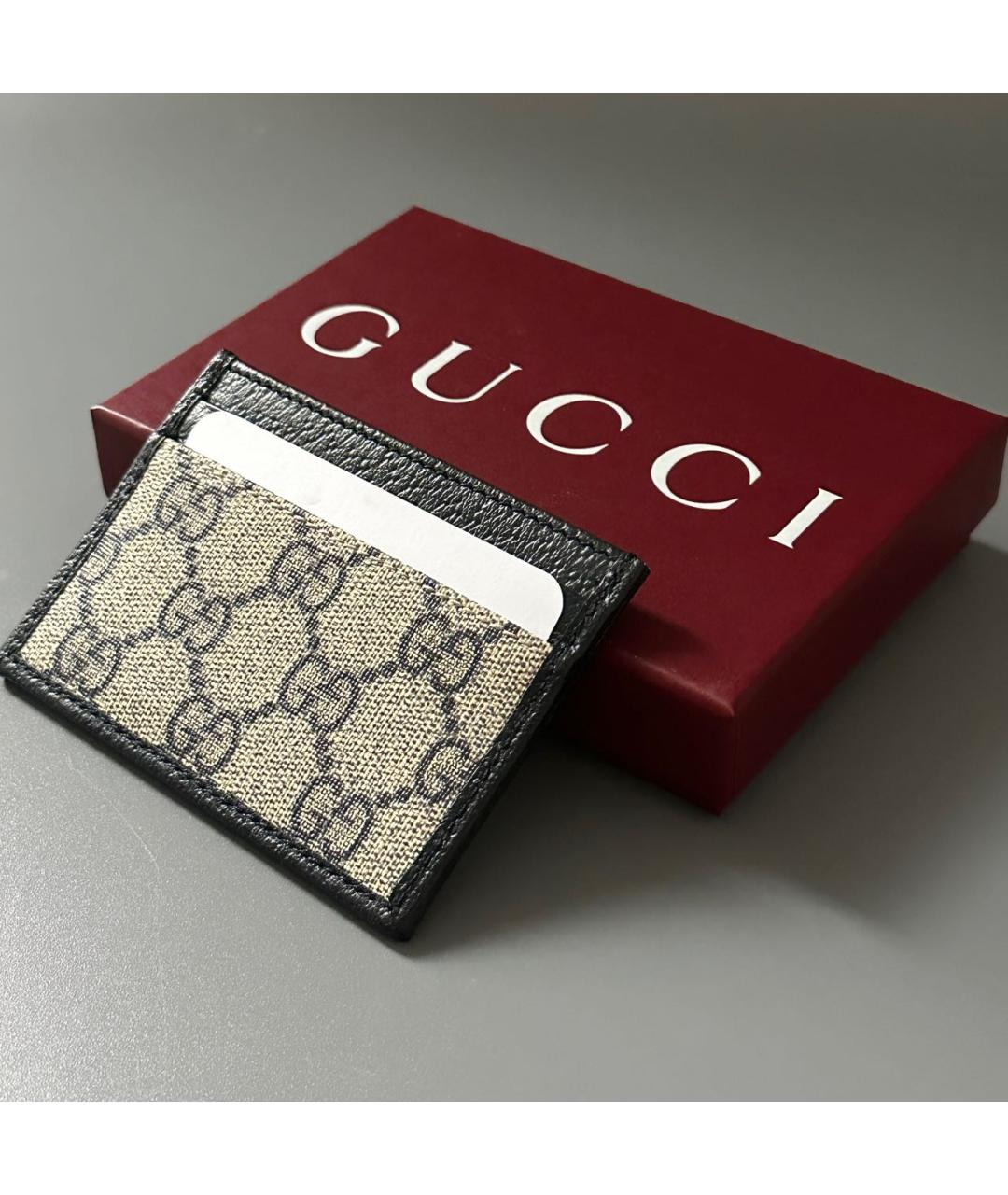 GUCCI Бежевый кожаный кардхолдер, фото 5