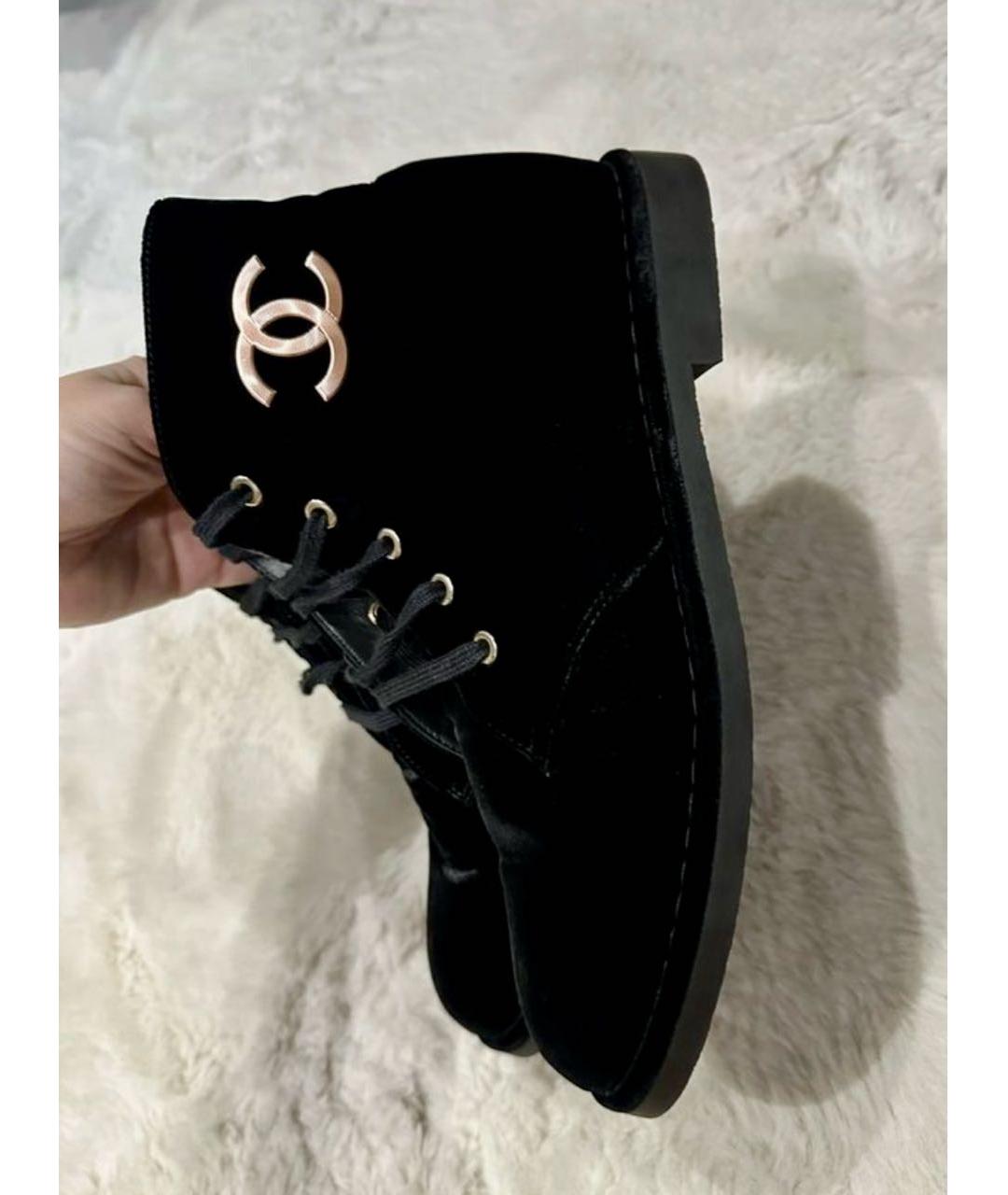 CHANEL Черные текстильные ботинки, фото 3