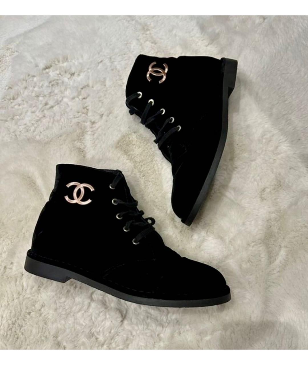 CHANEL Черные текстильные ботинки, фото 9