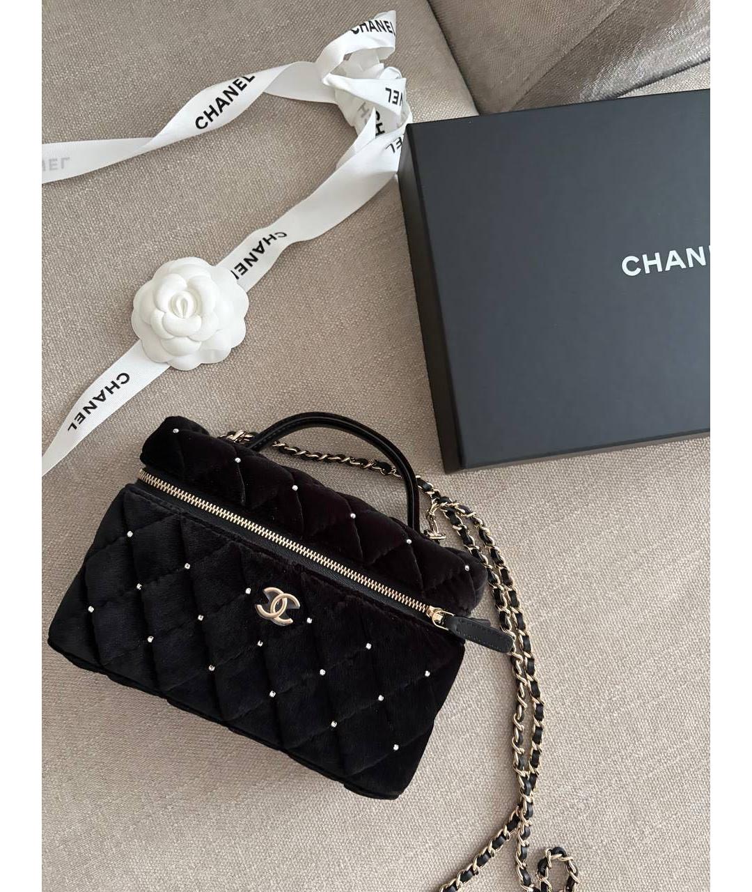 CHANEL Черная бархатная сумка через плечо, фото 3
