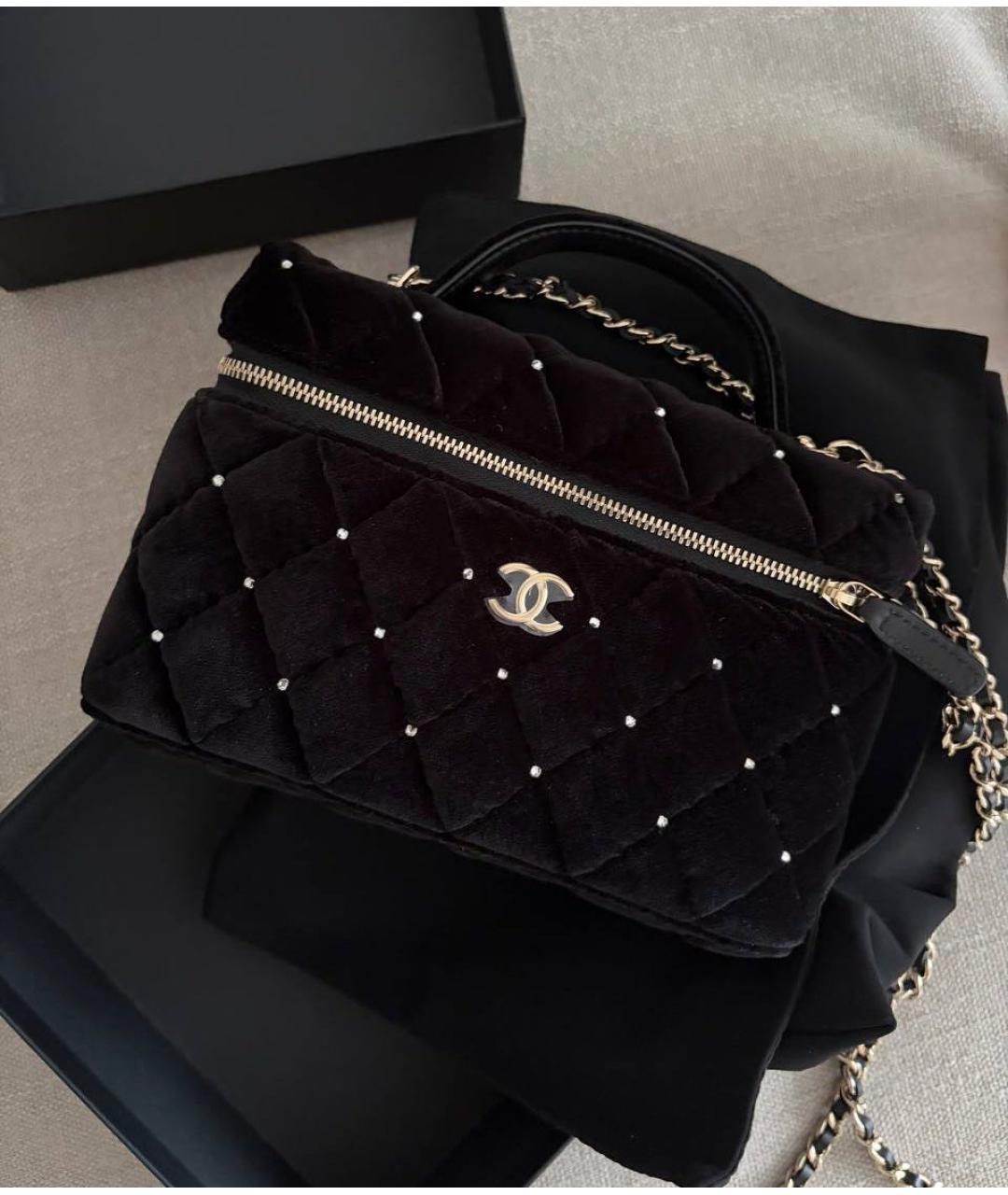 CHANEL Черная бархатная сумка через плечо, фото 4