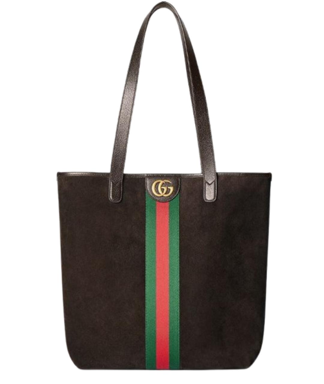 GUCCI Коричневая замшевая сумка тоут, фото 1