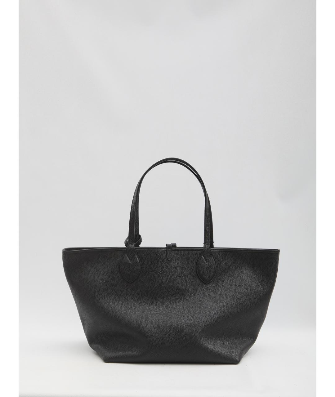 GUCCI Черная кожаная сумка тоут, фото 6