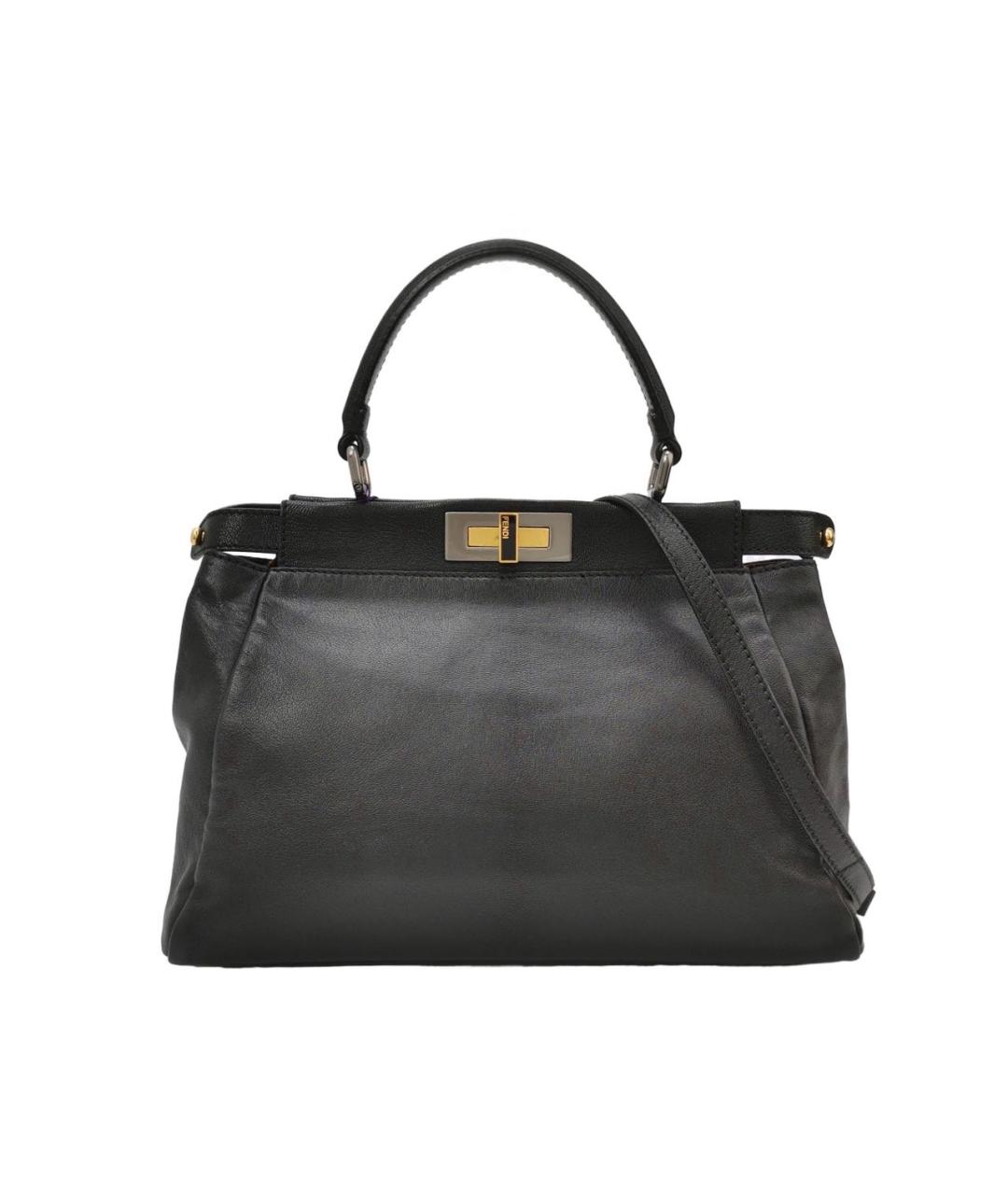 FENDI Черная кожаная сумка с короткими ручками, фото 1
