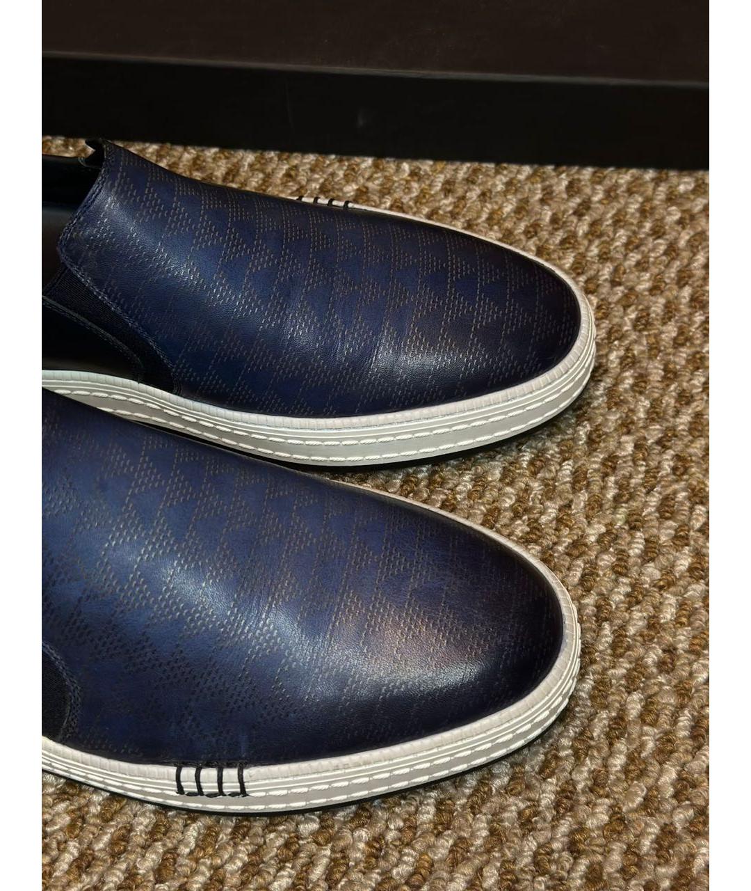 BERLUTI Синие кожаные слипоны, фото 6