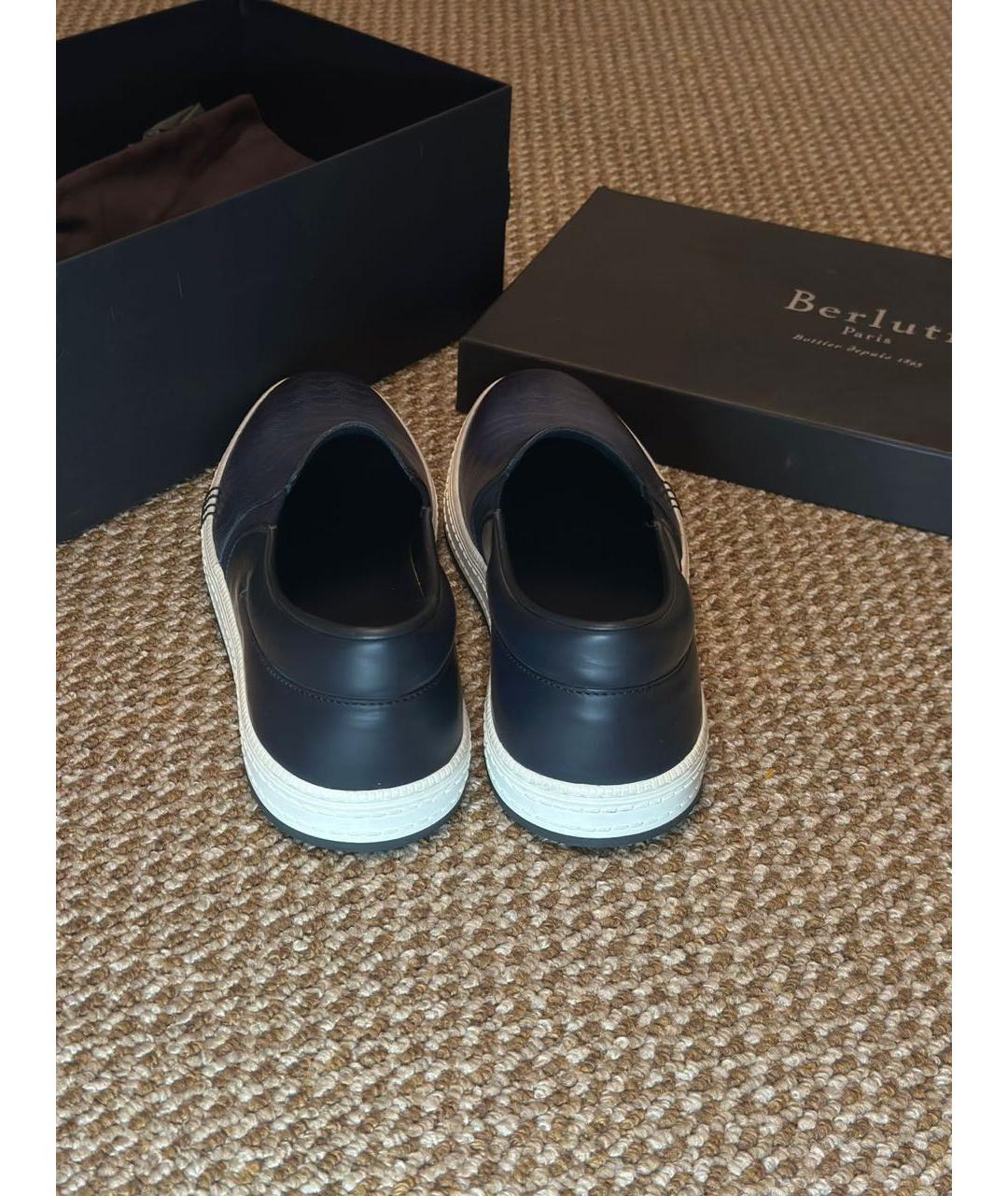 BERLUTI Синие кожаные слипоны, фото 5