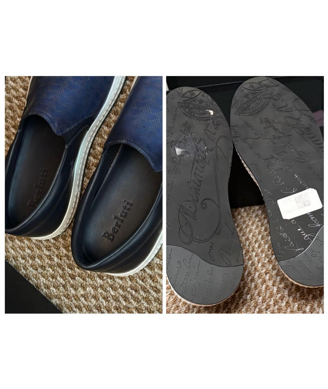 BERLUTI Синие кожаные слипоны, фото 7