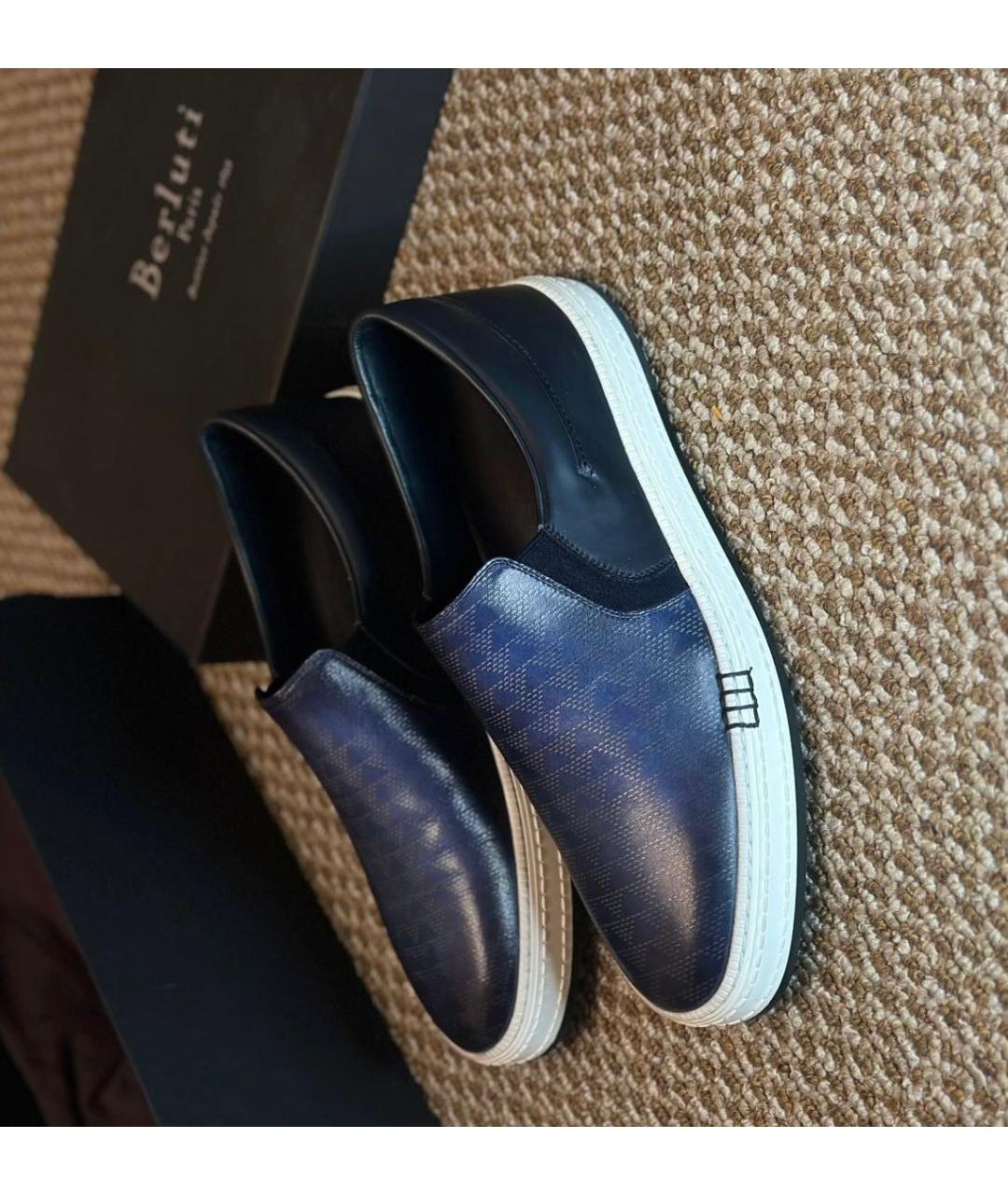 BERLUTI Синие кожаные слипоны, фото 3