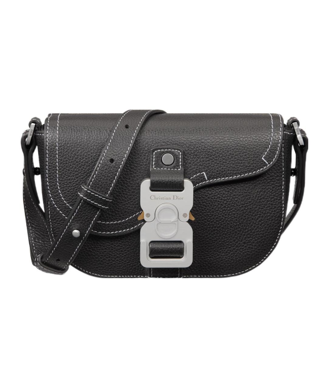 CHRISTIAN DIOR Черная кожаная сумка на плечо, фото 1