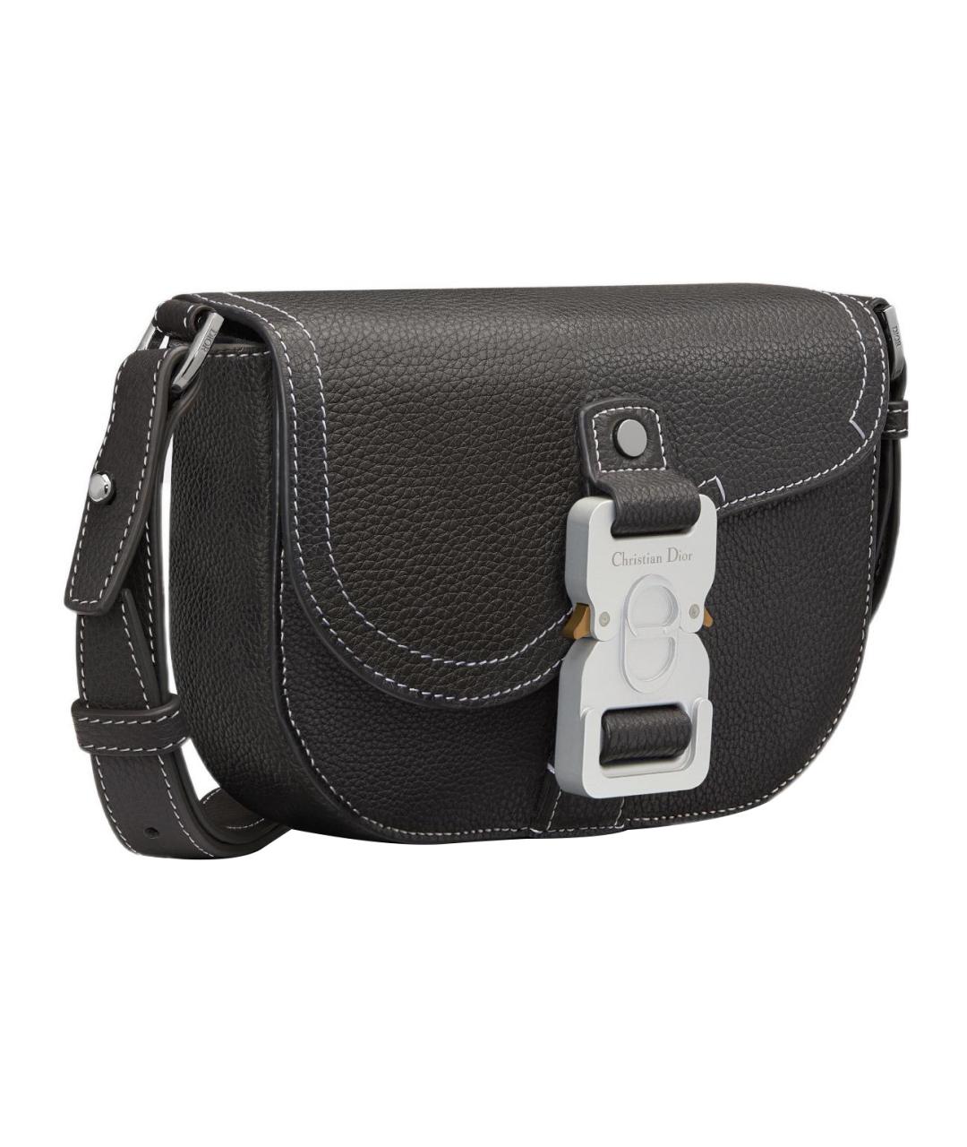 CHRISTIAN DIOR Черная кожаная сумка на плечо, фото 2