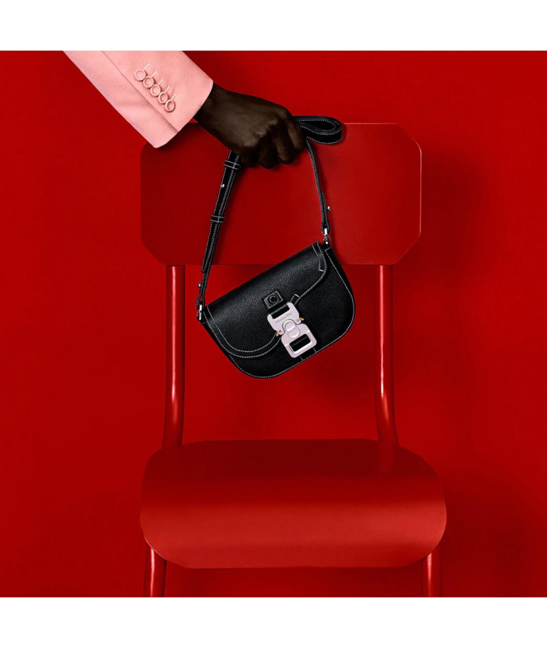 CHRISTIAN DIOR Черная кожаная сумка на плечо, фото 7