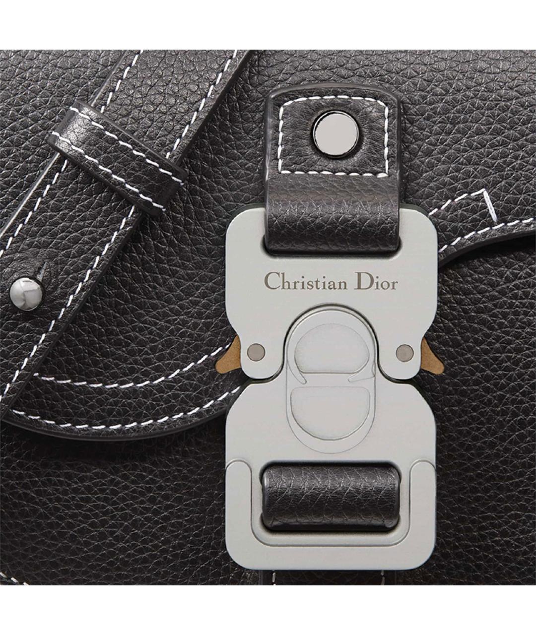 CHRISTIAN DIOR Черная кожаная сумка на плечо, фото 6