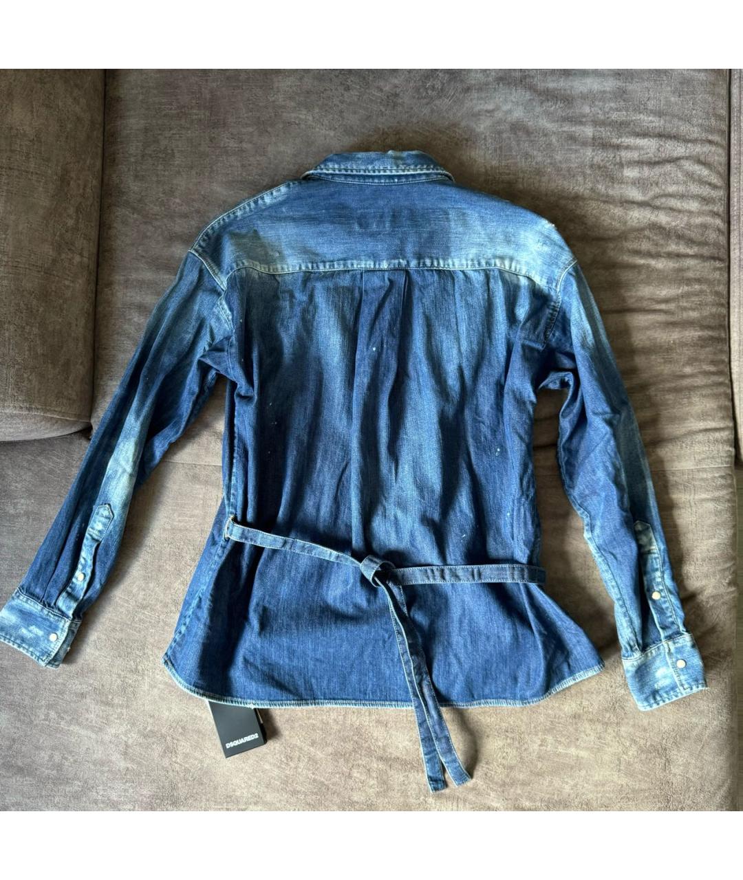 DSQUARED2 Темно-синяя деним рубашка, фото 7