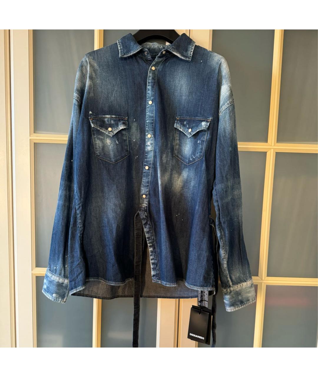 DSQUARED2 Темно-синяя деним рубашка, фото 2