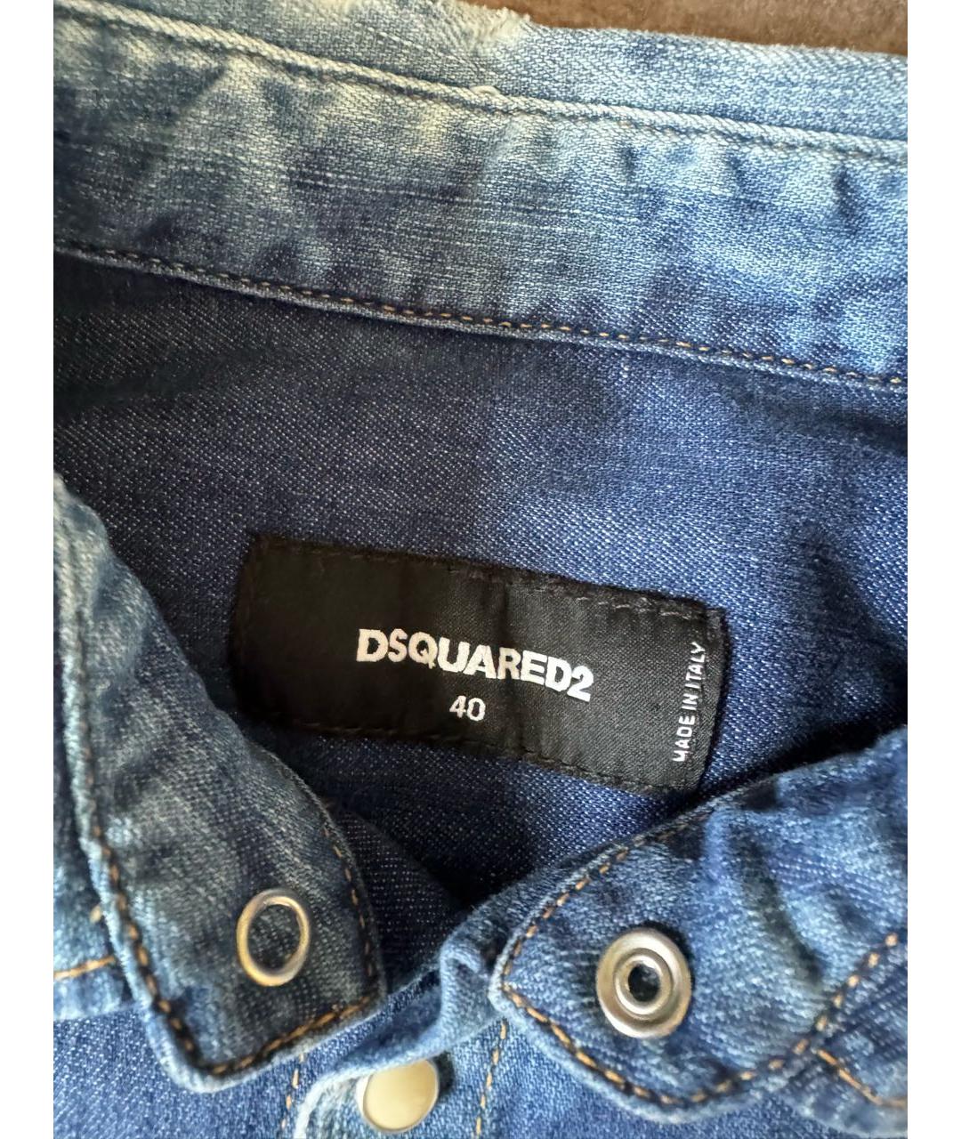 DSQUARED2 Темно-синяя деним рубашка, фото 4