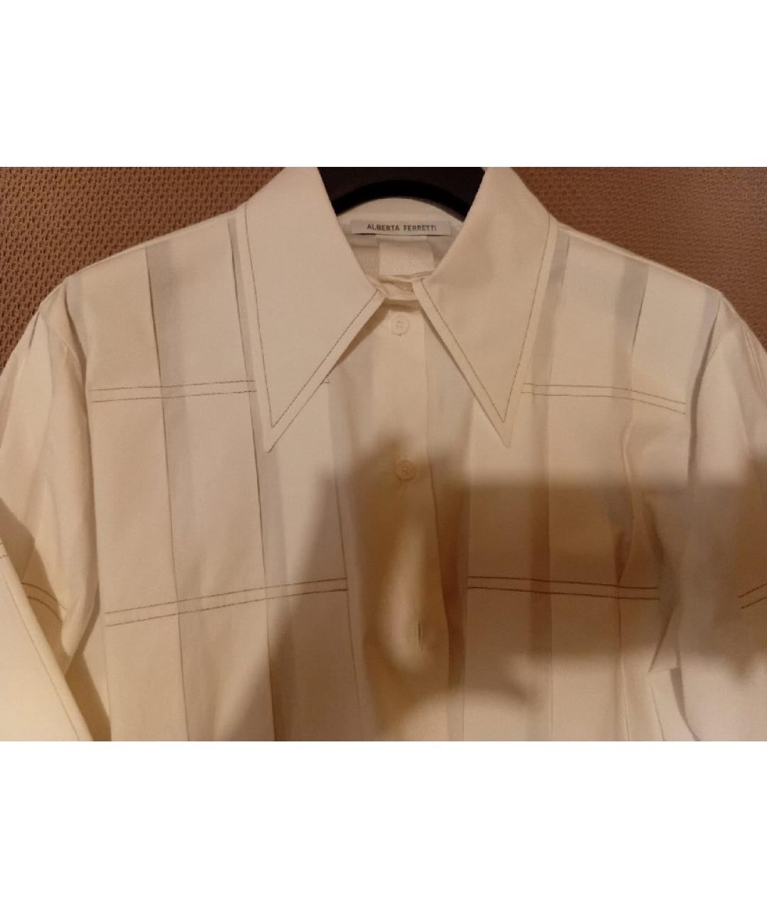 ALBERTA FERRETTI Белая хлопковая рубашка, фото 4