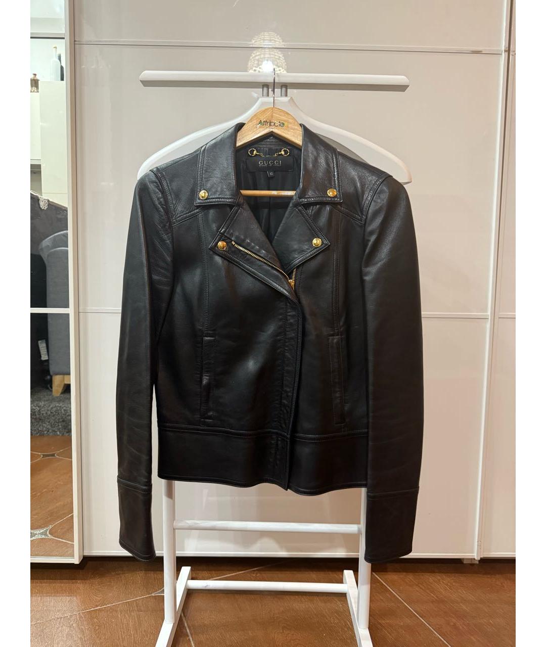 GUCCI Черная кожаная куртка, фото 5