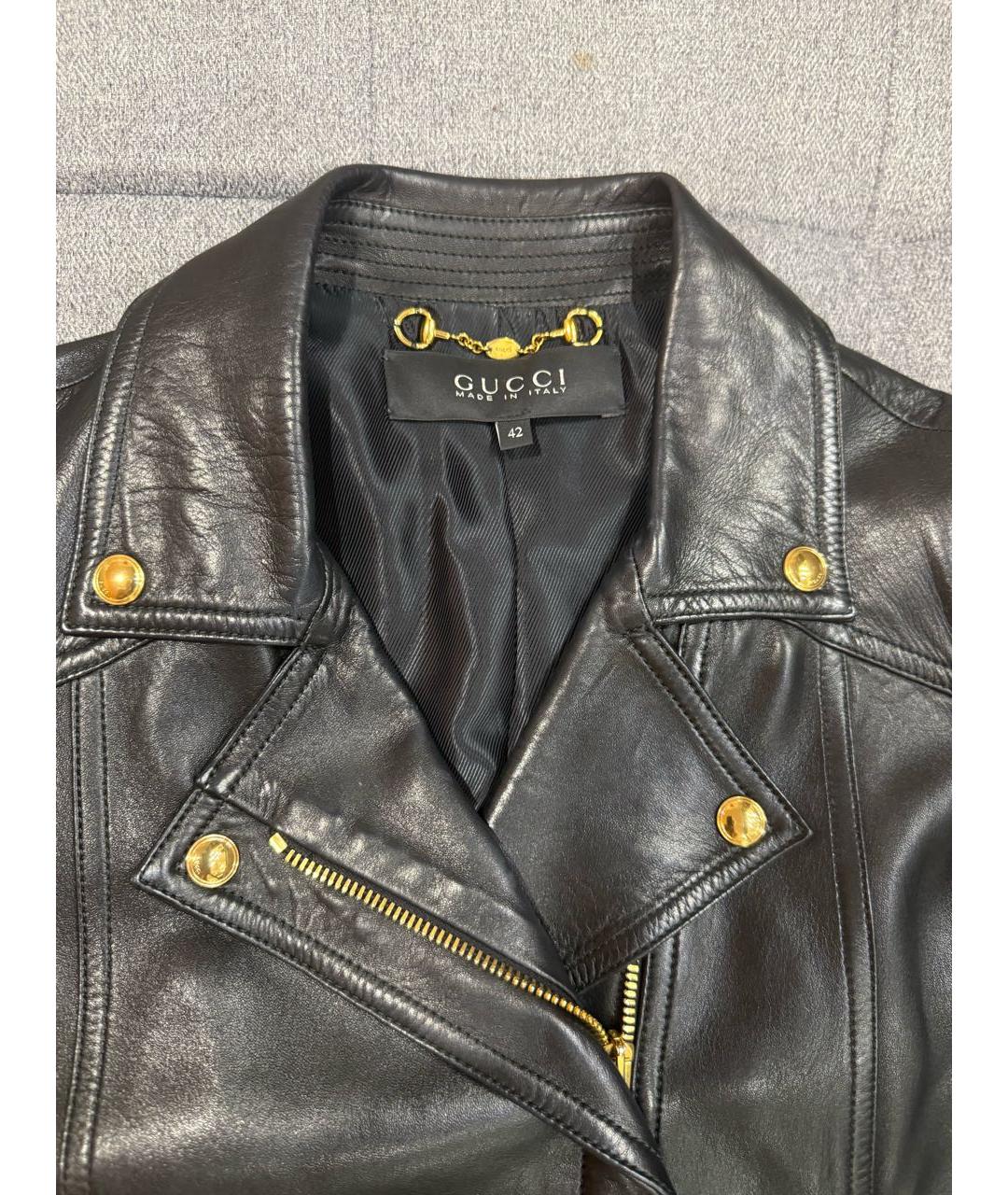 GUCCI Черная кожаная куртка, фото 3