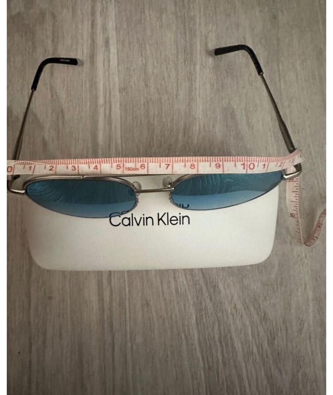 CALVIN KLEIN Голубые металлические солнцезащитные очки, фото 3