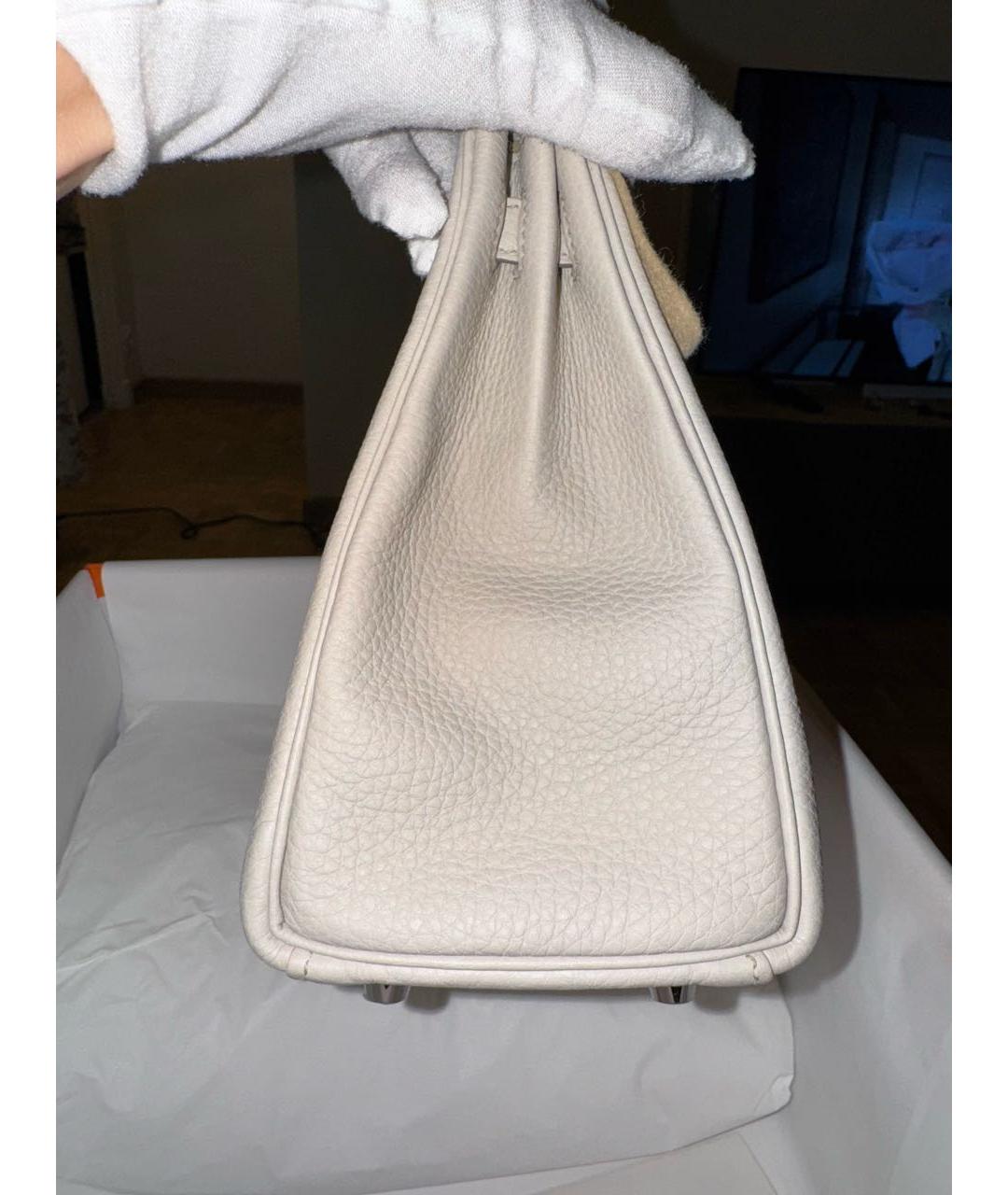 HERMES Серая кожаная сумка с короткими ручками, фото 2