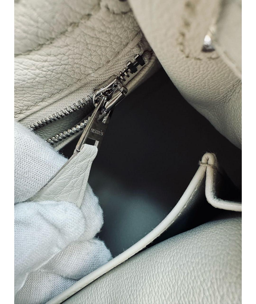 HERMES Серая кожаная сумка с короткими ручками, фото 8