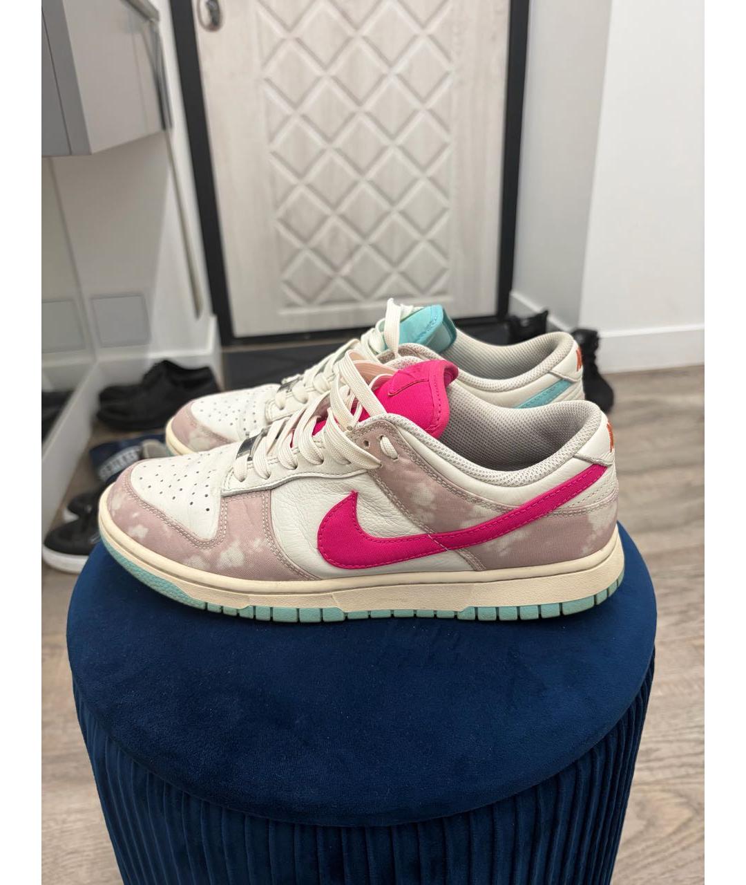 NIKE Бежевые кожаные низкие кроссовки / кеды, фото 5