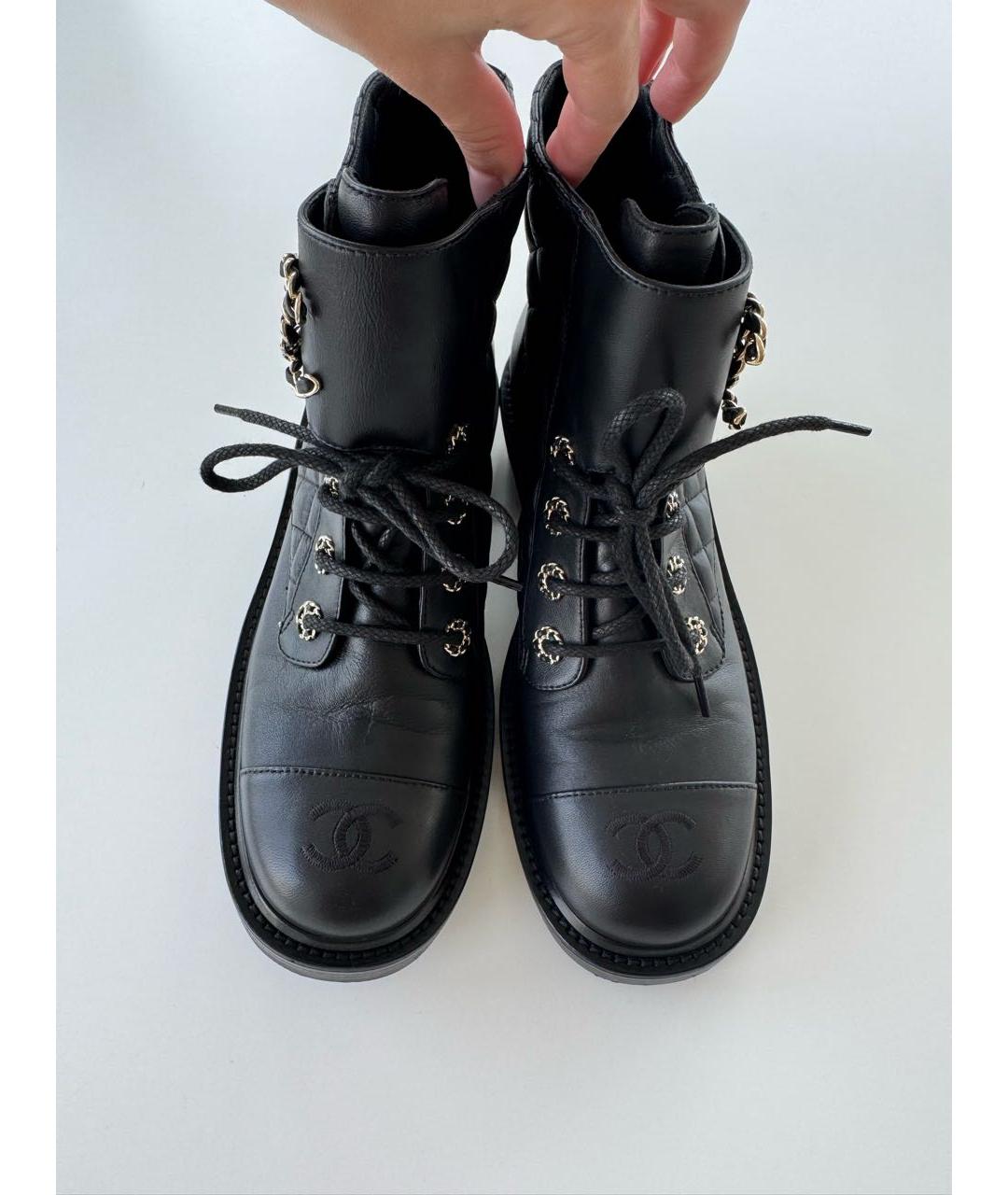CHANEL Черные кожаные ботинки, фото 2