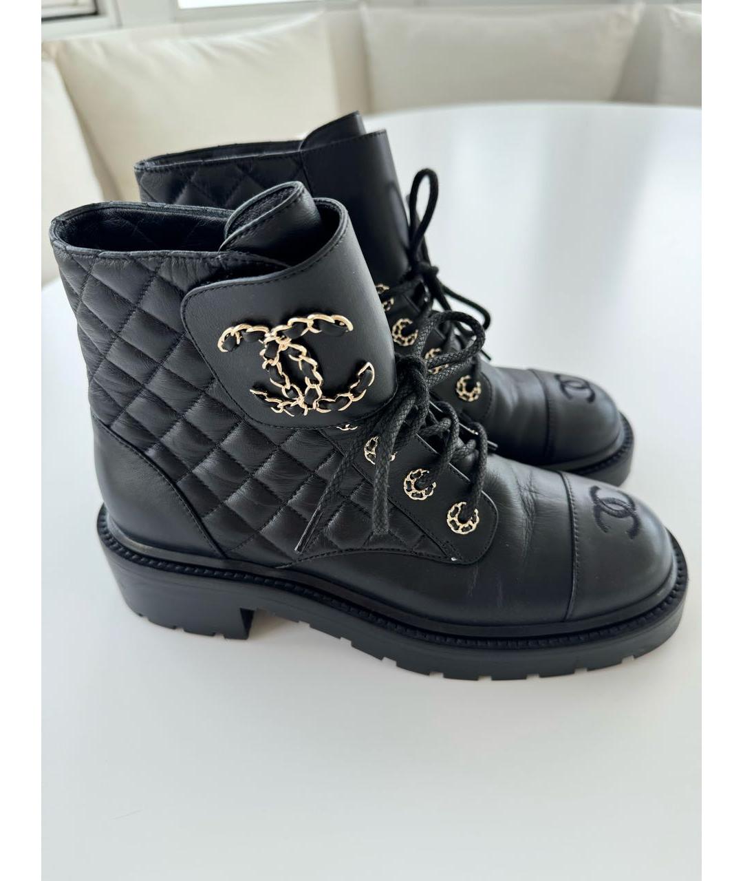 CHANEL Черные кожаные ботинки, фото 4
