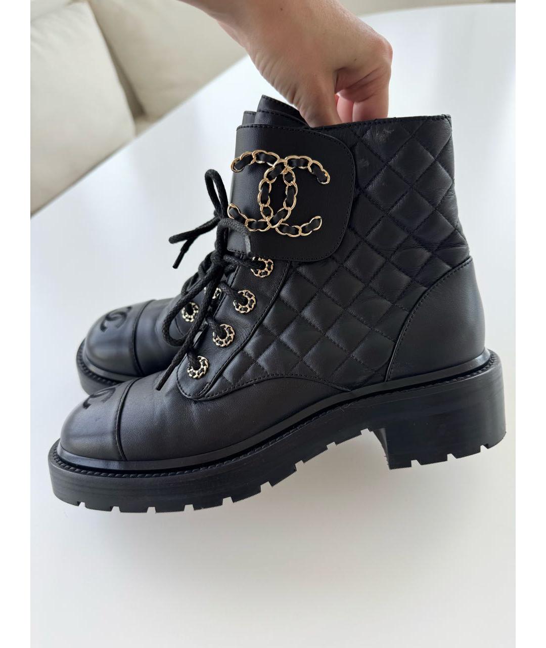 CHANEL Черные кожаные ботинки, фото 3