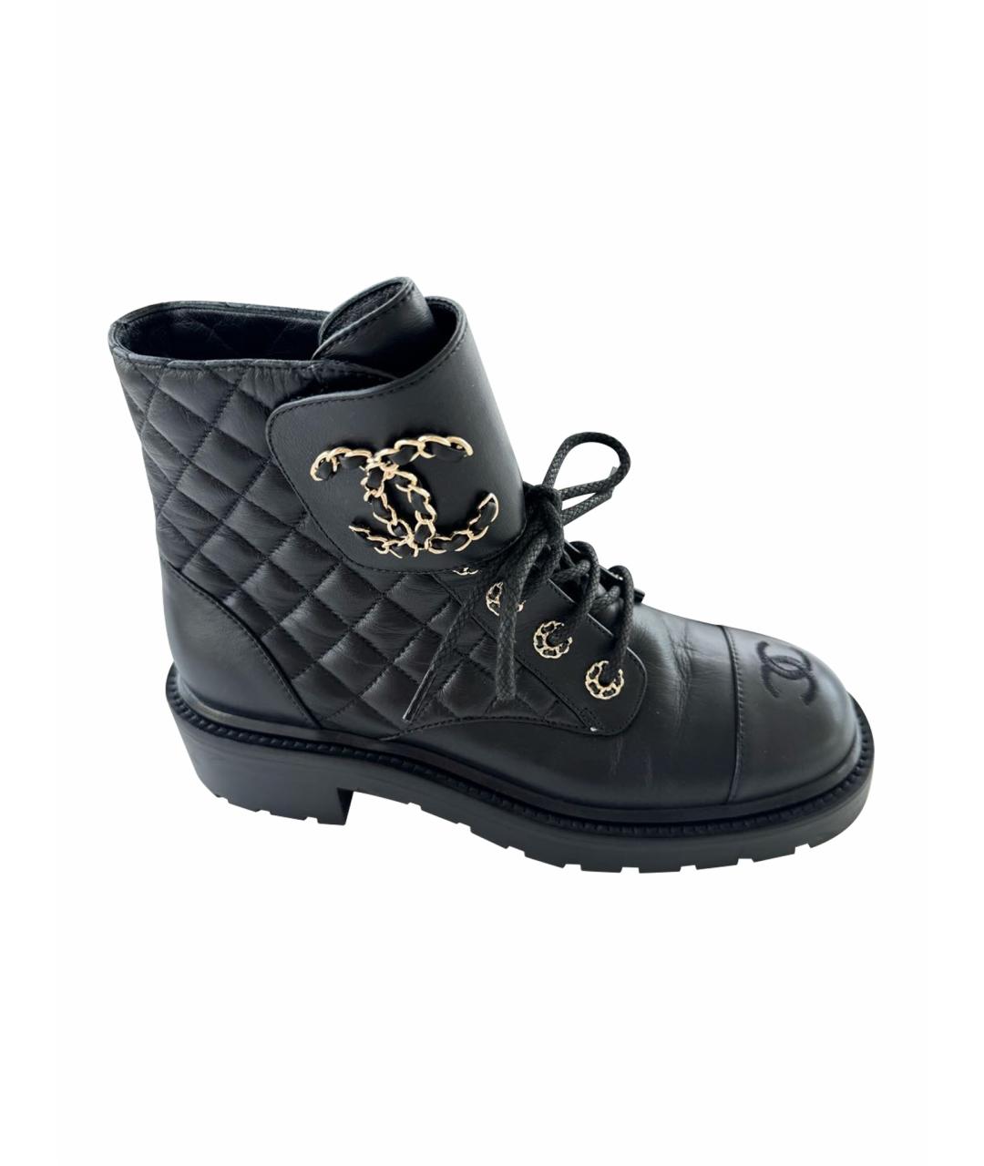 CHANEL Черные кожаные ботинки, фото 1