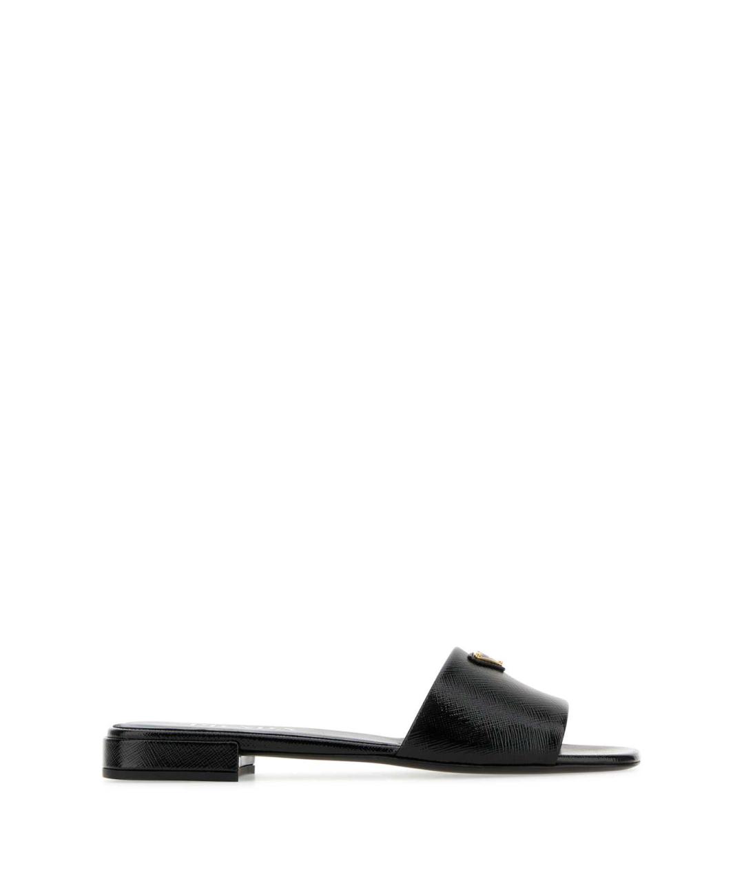 PRADA Черные кожаные шлепанцы, фото 1