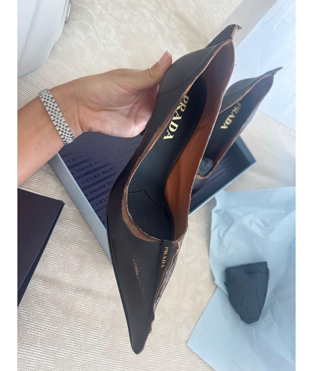 PRADA Черные кожаные туфли, фото 2