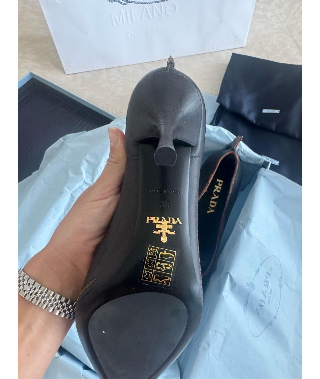 PRADA Черные кожаные туфли, фото 7