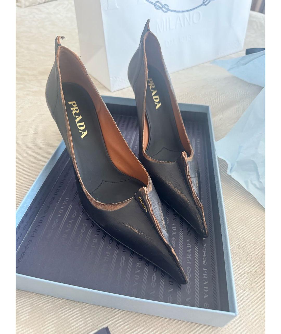 PRADA Черные кожаные туфли, фото 3