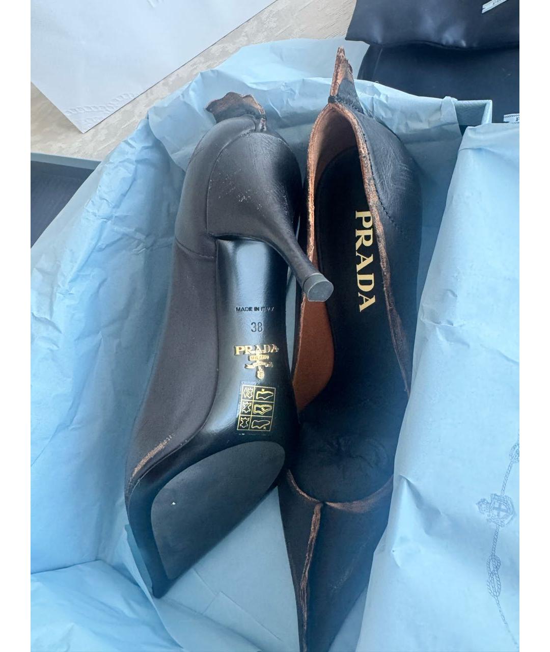 PRADA Черные кожаные туфли, фото 4