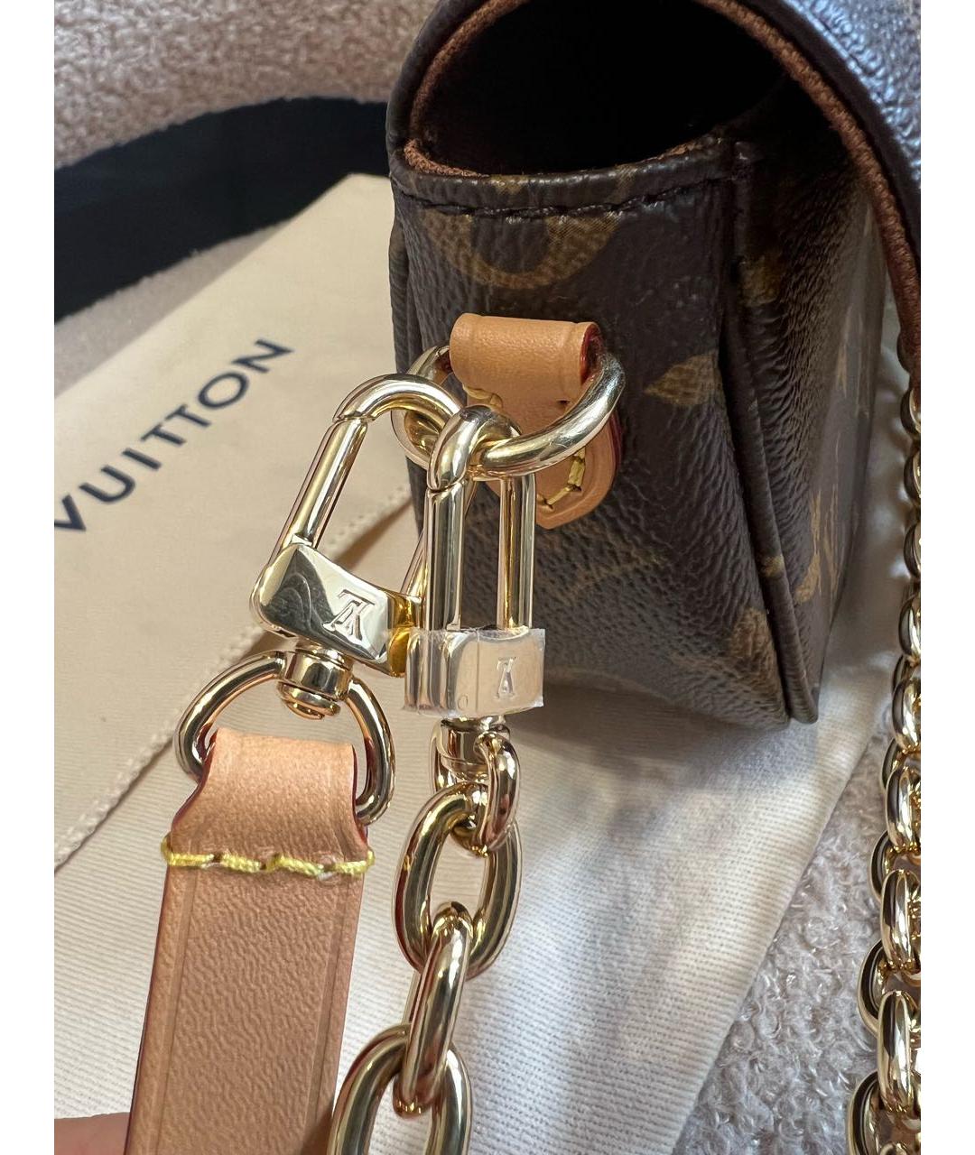 LOUIS VUITTON Коричневая кожаная сумка через плечо, фото 8