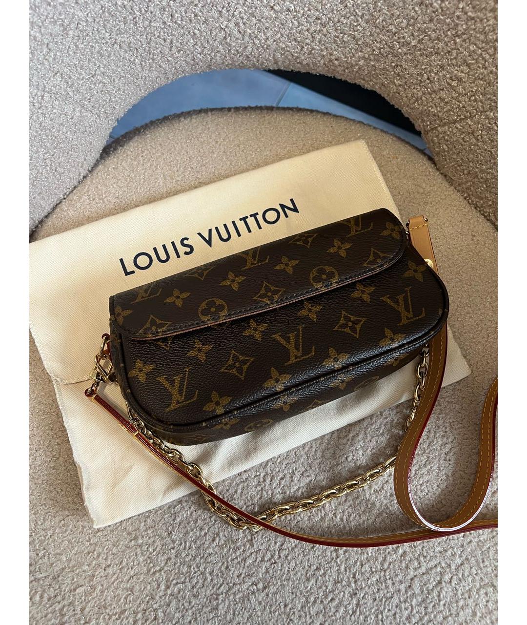 LOUIS VUITTON Коричневая кожаная сумка через плечо, фото 2