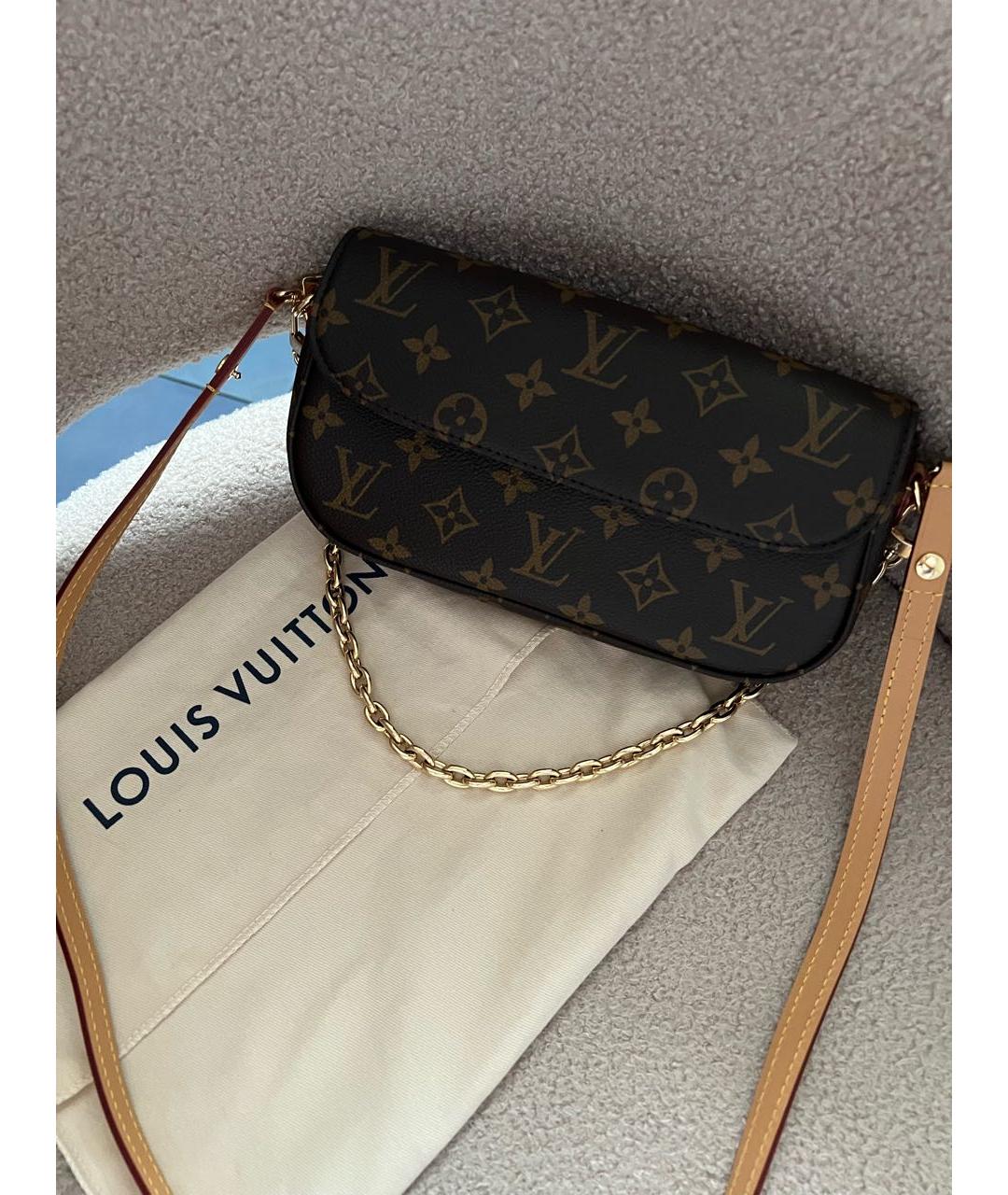 LOUIS VUITTON Коричневая кожаная сумка через плечо, фото 3