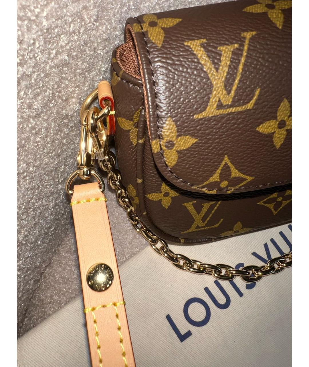 LOUIS VUITTON Коричневая кожаная сумка через плечо, фото 5