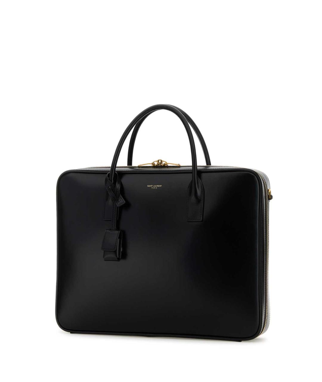 SAINT LAURENT Черный кожаный портфель, фото 2