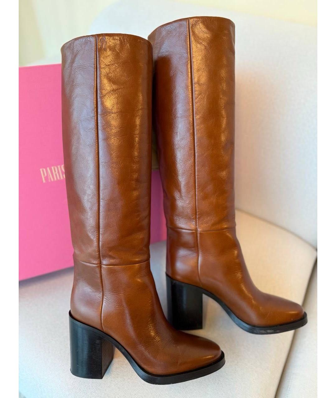 PARIS TEXAS Коричневые кожаные сапоги, фото 9