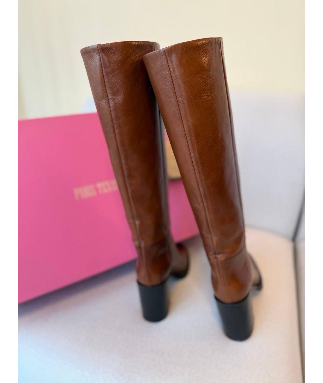 PARIS TEXAS Коричневые кожаные сапоги, фото 4