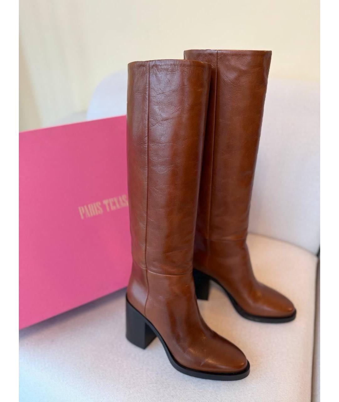 PARIS TEXAS Коричневые кожаные сапоги, фото 2