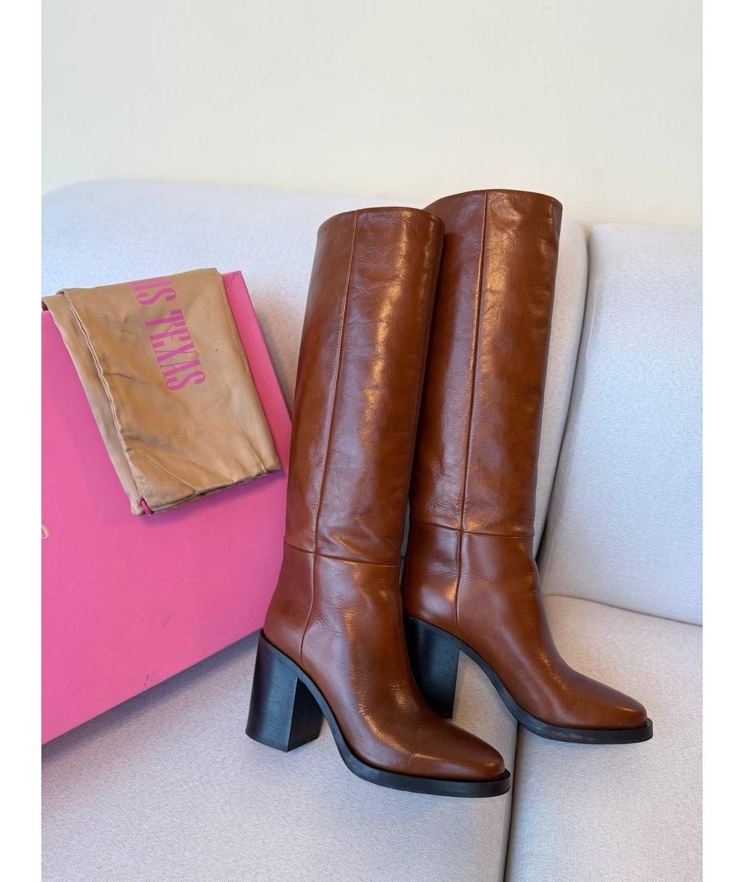 PARIS TEXAS Коричневые кожаные сапоги, фото 5