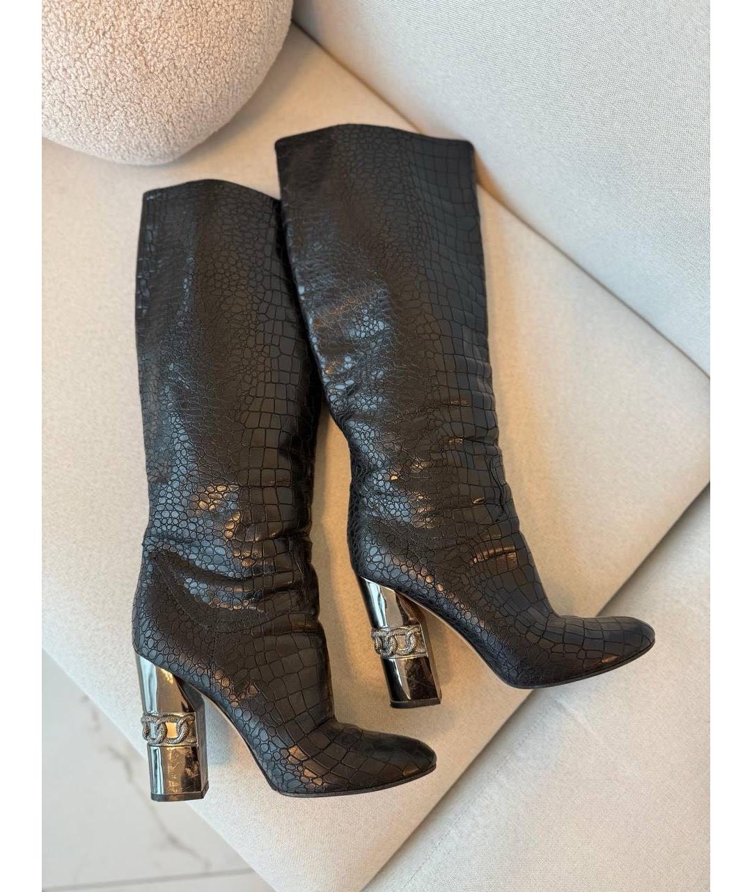 CASADEI Черные кожаные сапоги, фото 3